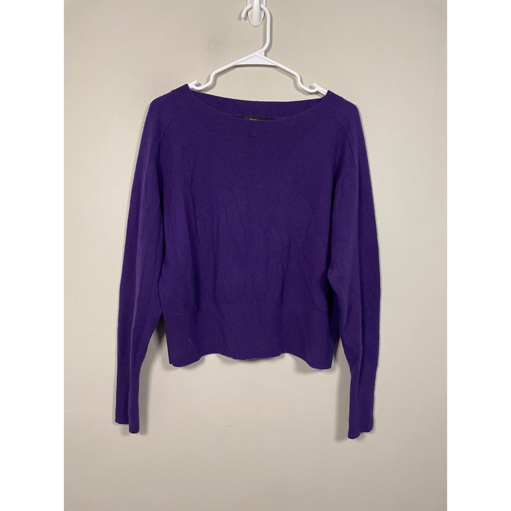 Theory Relaxed Boat Neck Cashmere Sweater In Purple Size Medium Quiet Luxury